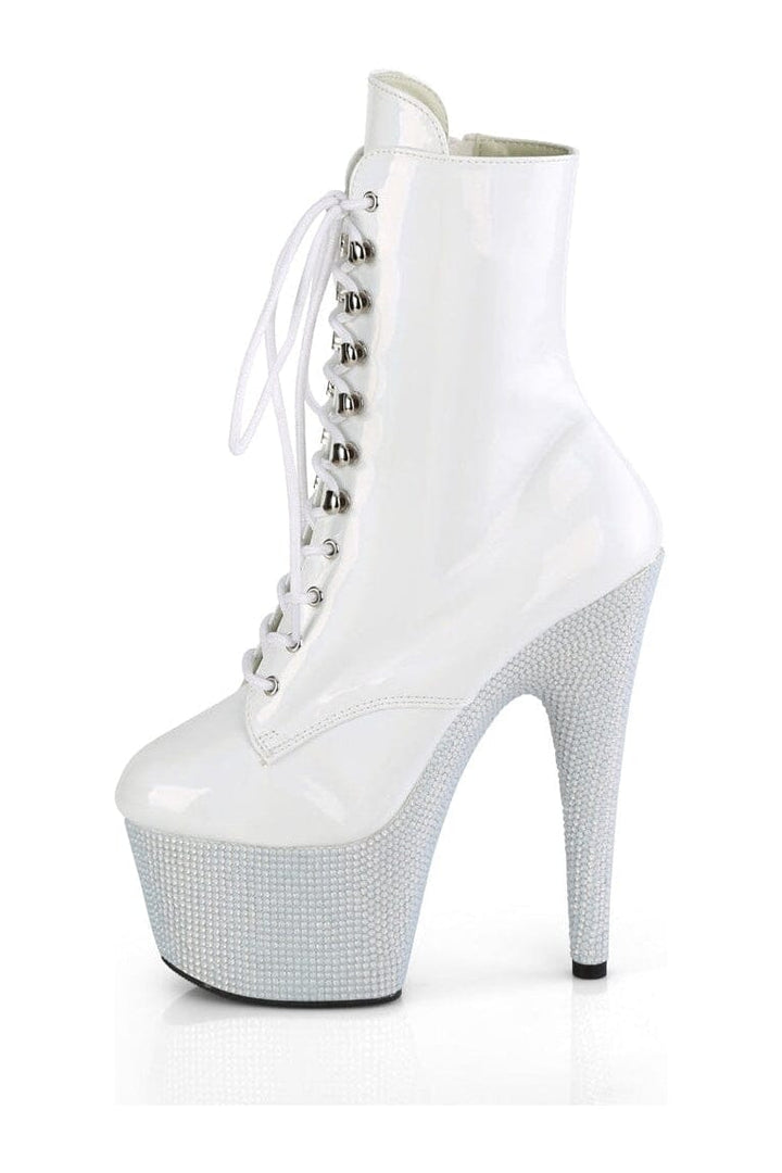 BEJEWELED-1020-7 White Patent Ankle Boot-Ankle Boots-Pleaser-SEXYSHOES.COM