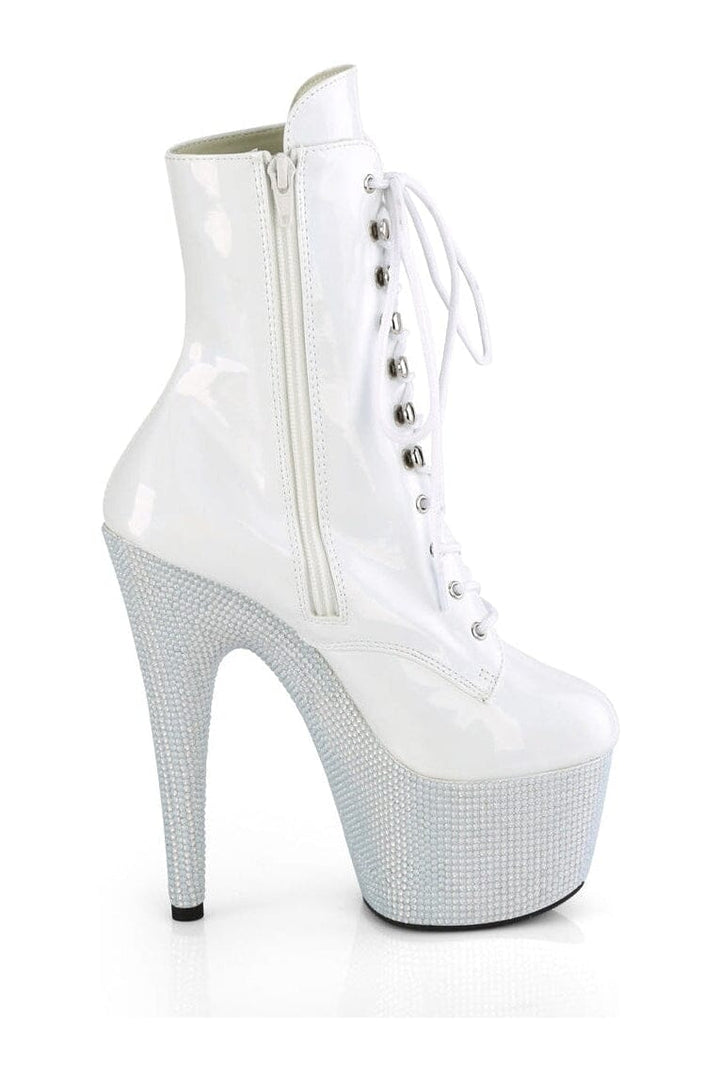 BEJEWELED-1020-7 White Patent Ankle Boot-Ankle Boots-Pleaser-SEXYSHOES.COM