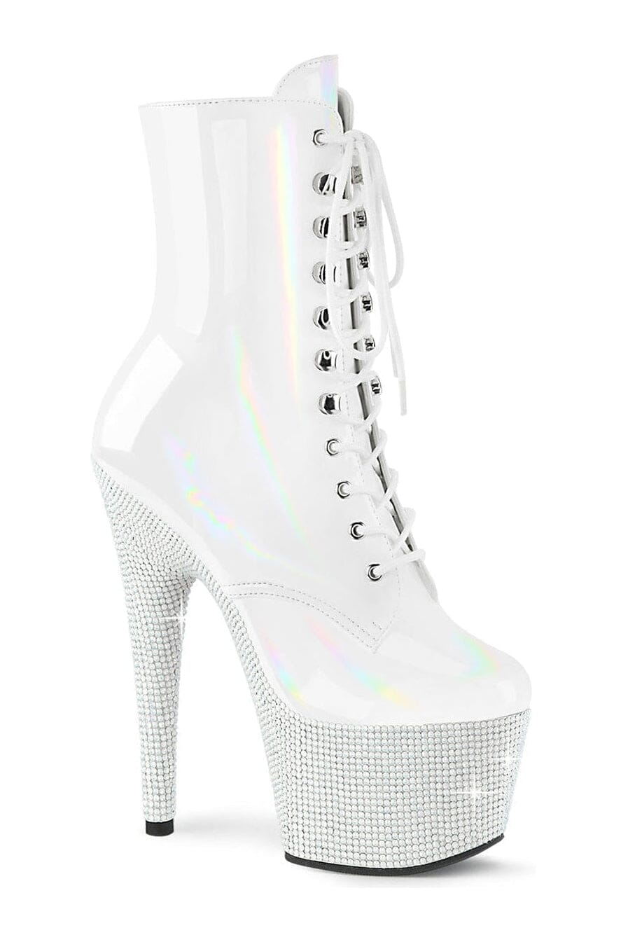 Pleaser BEJEWELED-1020-7 White Patent Ankle Boot in White Patent from SexyShoes.com