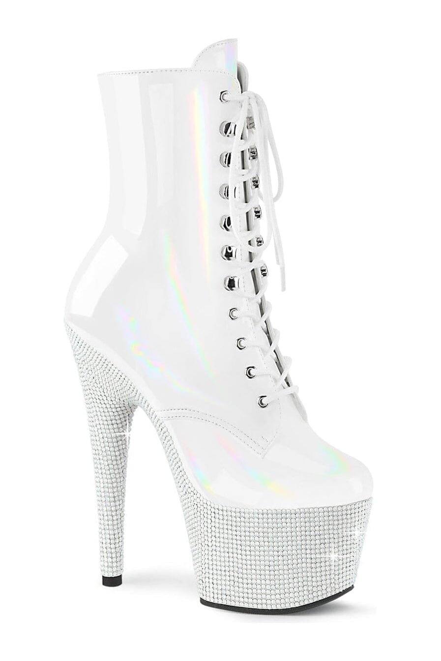 BEJEWELED-1020-7 White Patent Ankle Boot-Ankle Boots-Pleaser-White-10-Patent-SEXYSHOES.COM