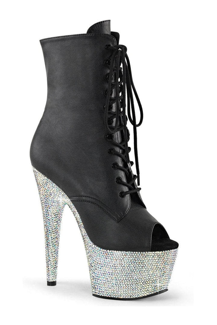 BEJEWELED-1021-7 Black Faux Leather Ankle Boot-Ankle Boots-Pleaser-Black-10-Faux Leather-SEXYSHOES.COM