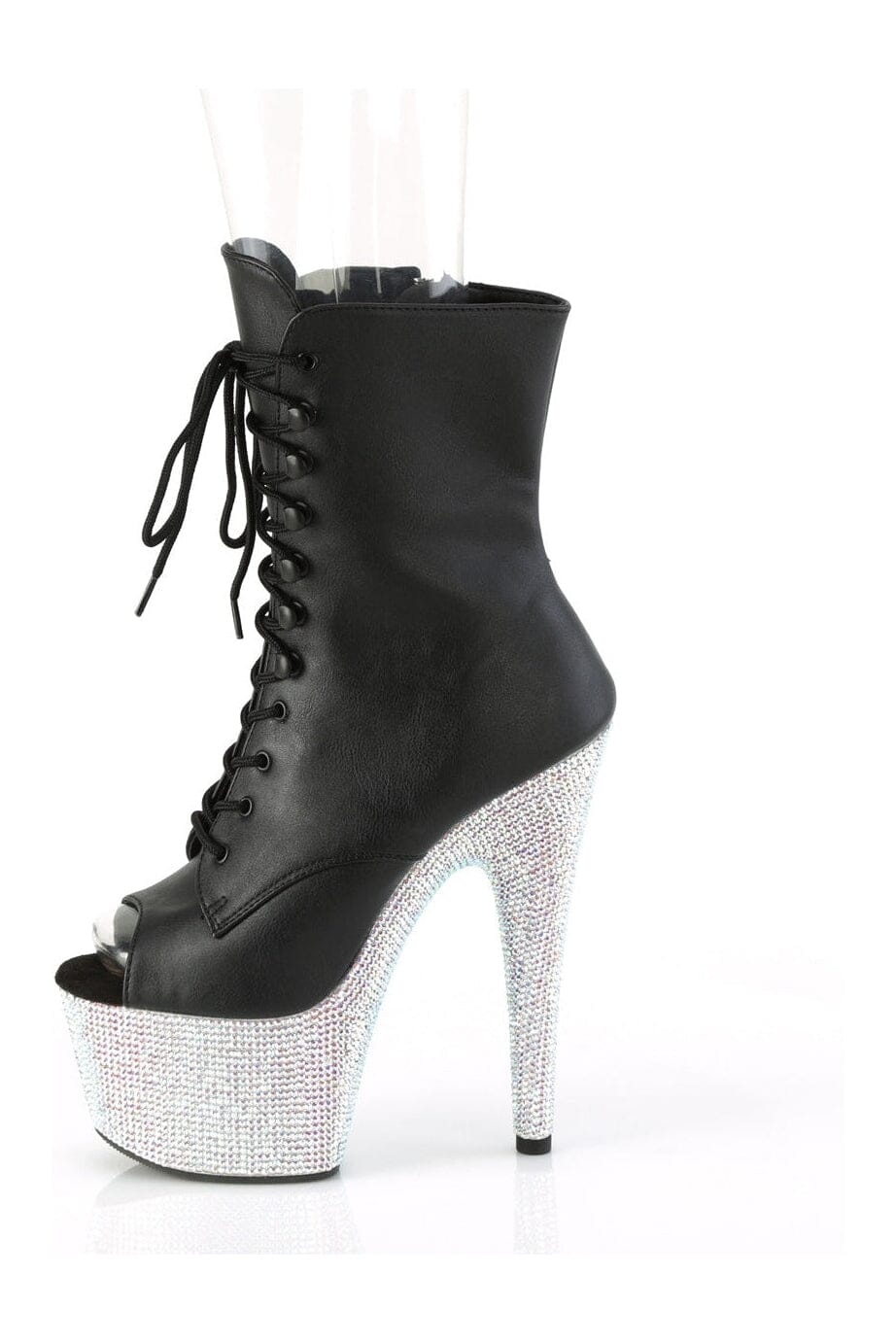 BEJEWELED-1021-7 Black Faux Leather Ankle Boot-Ankle Boots-Pleaser-SEXYSHOES.COM