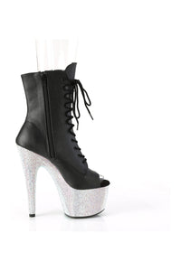 Pleaser BEJEWELED-1021-7 Black Faux Leather Ankle Boot in Black Faux Leather