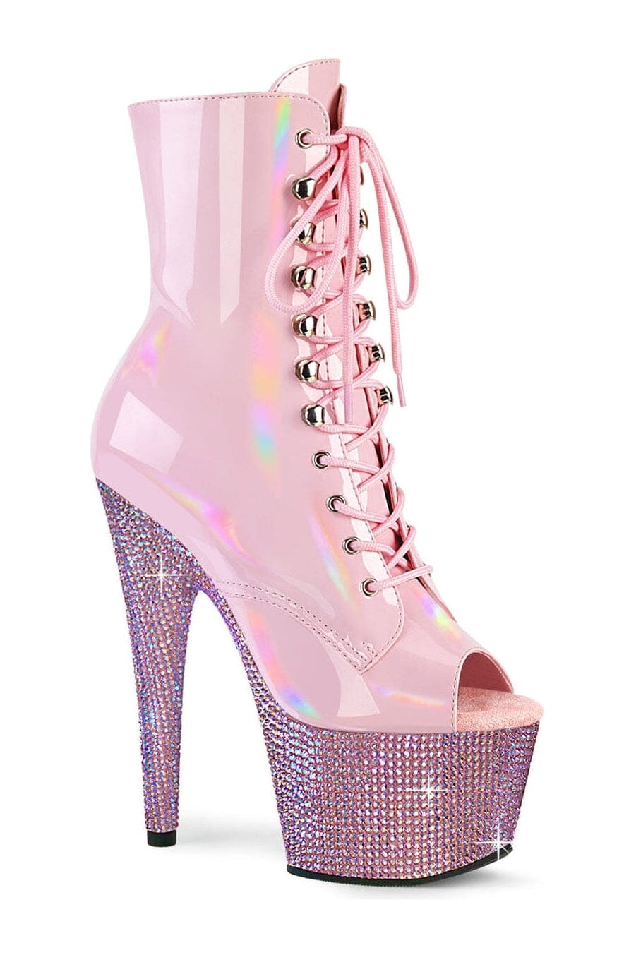 BEJEWELED-1021-7 Pink Patent Ankle Boot-Ankle Boots-Pleaser-Pink-10-Patent-SEXYSHOES.COM