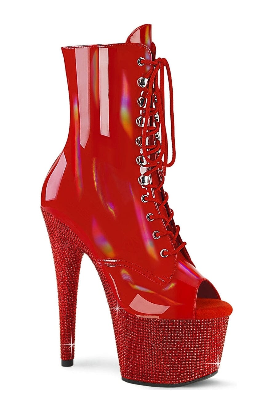 BEJEWELED-1021-7 Red Patent Ankle Boot-Ankle Boots-Pleaser-Red-10-Patent-SEXYSHOES.COM