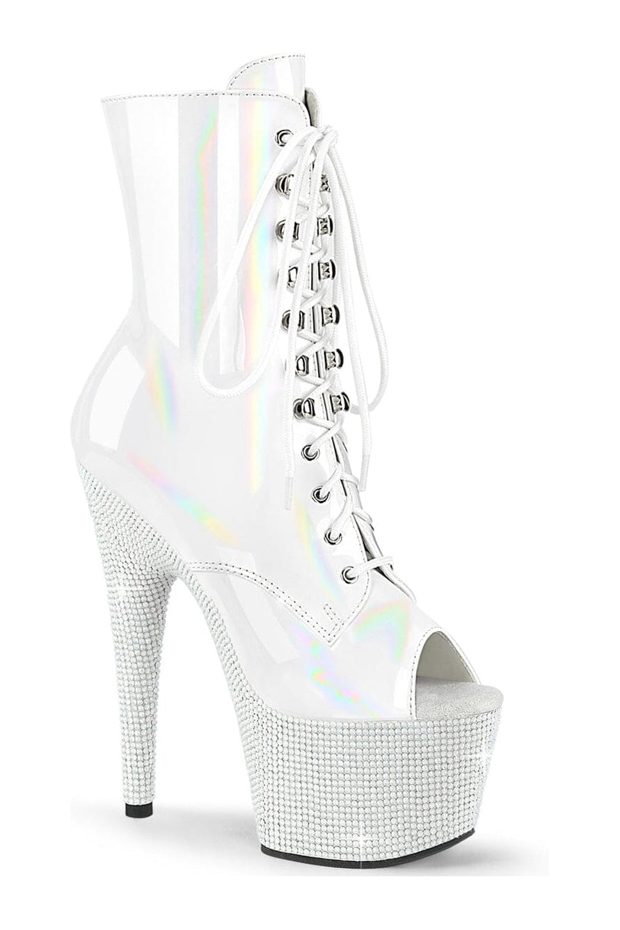 BEJEWELED-1021-7 White Patent Ankle Boot-Ankle Boots-Pleaser-White-10-Patent-SEXYSHOES.COM