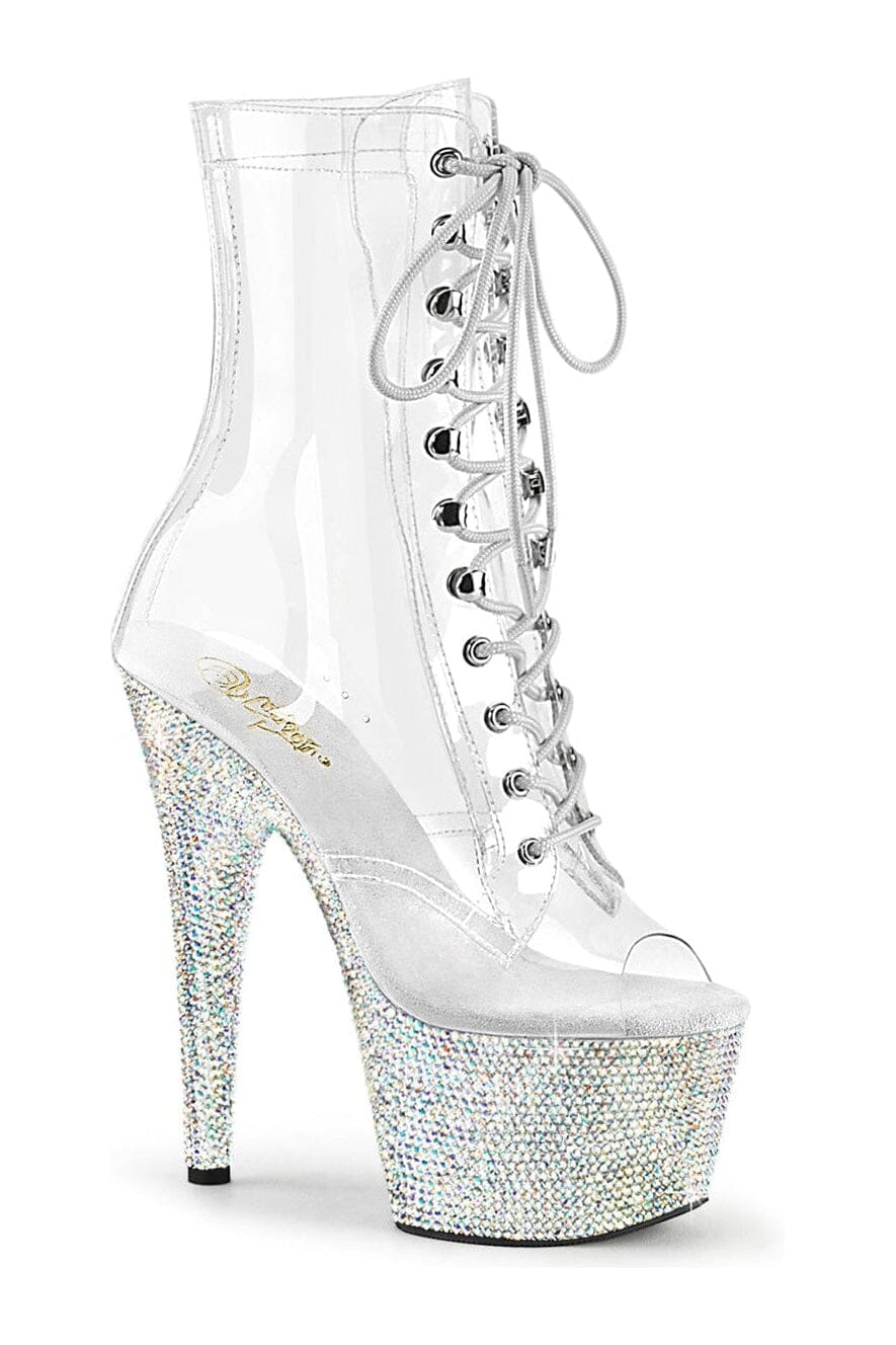 BEJEWELED-1021C-7 Clear Vinyl Ankle Boot-Ankle Boots-Pleaser-Clear-10-Vinyl-SEXYSHOES.COM