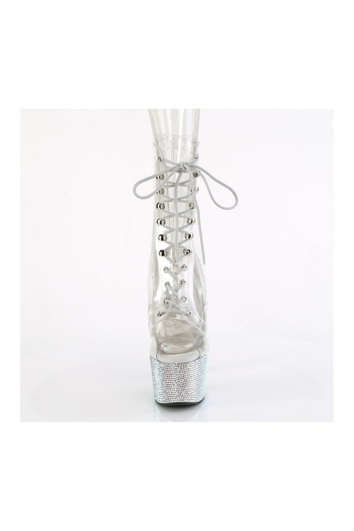 BEJEWELED-1021C-7 Clear Vinyl Ankle Boot-Ankle Boots-Pleaser-SEXYSHOES.COM