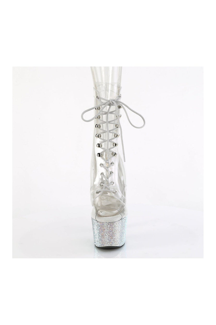Pleaser BEJEWELED-1021C-7 Clear Vinyl Ankle Boot in Clear Vinyl