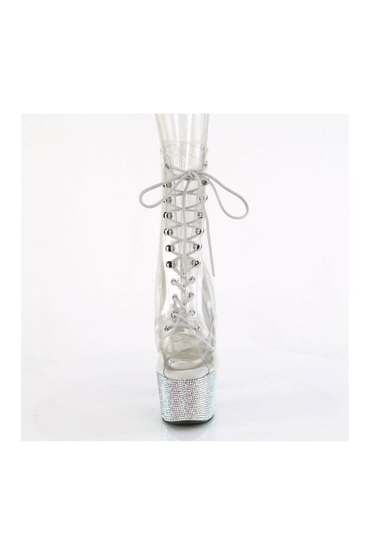 BEJEWELED-1021C-7 Clear Vinyl Ankle Boot