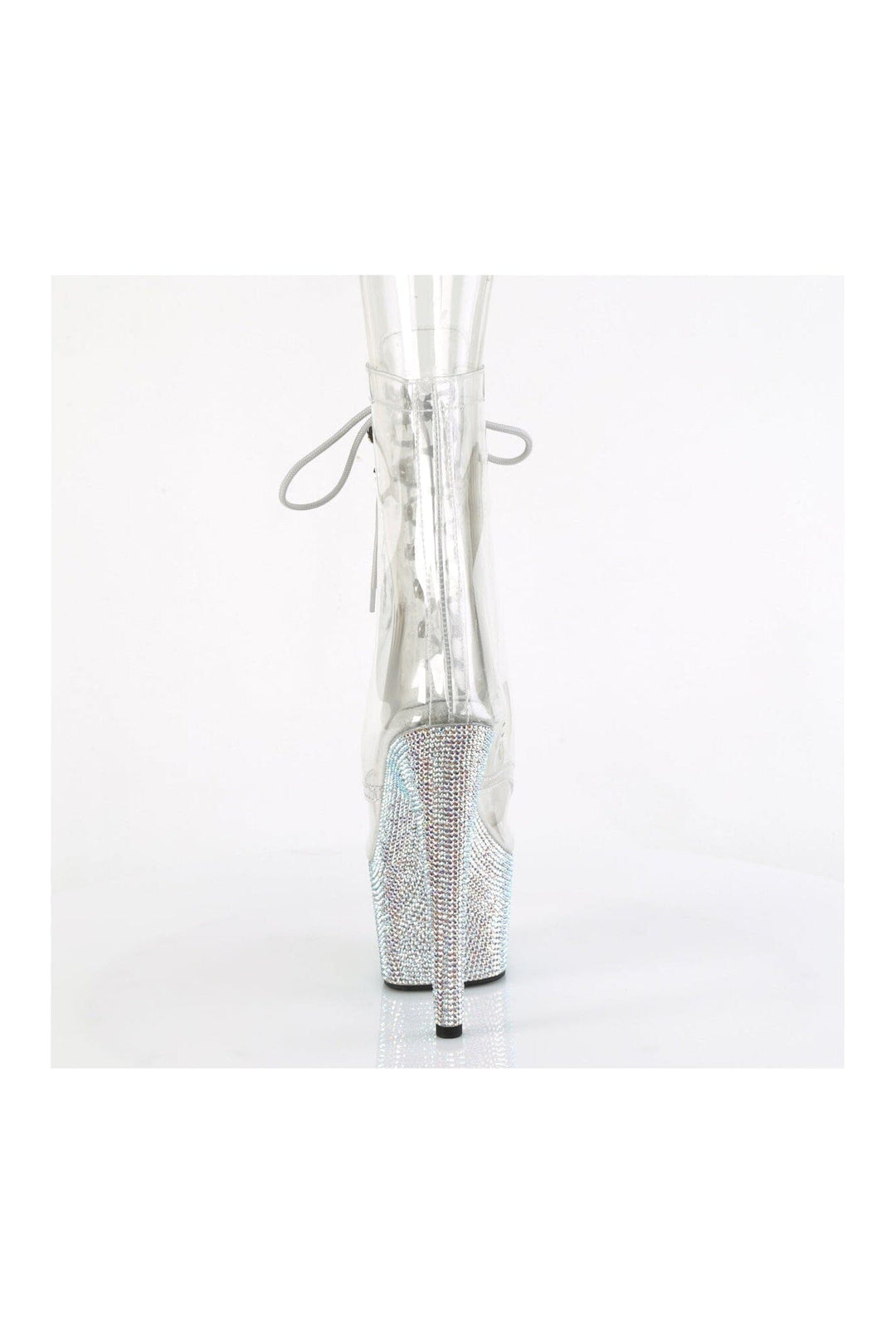 Pleaser BEJEWELED-1021C-7 Clear Vinyl Ankle Boot in Clear Vinyl