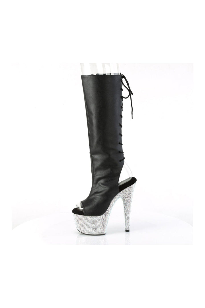 BEJEWELED-2018-7 Black Faux Leather Knee Boot-Knee Boots-Pleaser-SEXYSHOES.COM