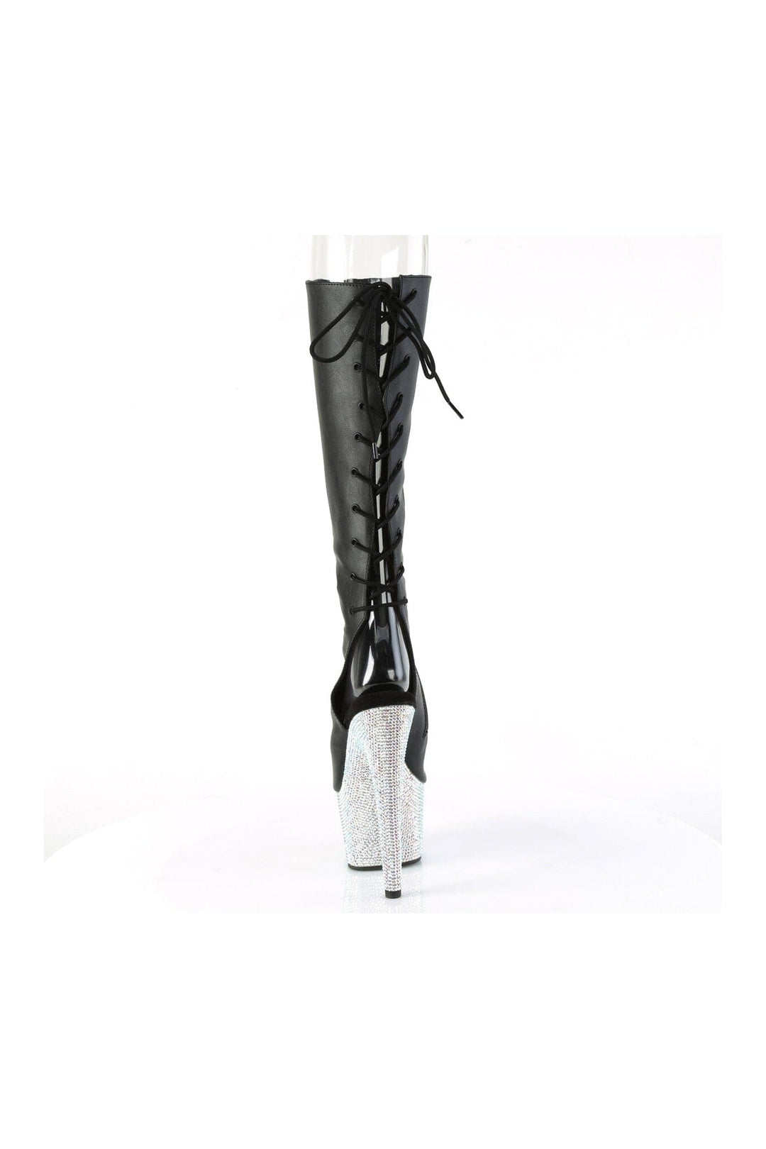 BEJEWELED-2018-7 Black Faux Leather Knee Boot-Knee Boots-Pleaser-SEXYSHOES.COM