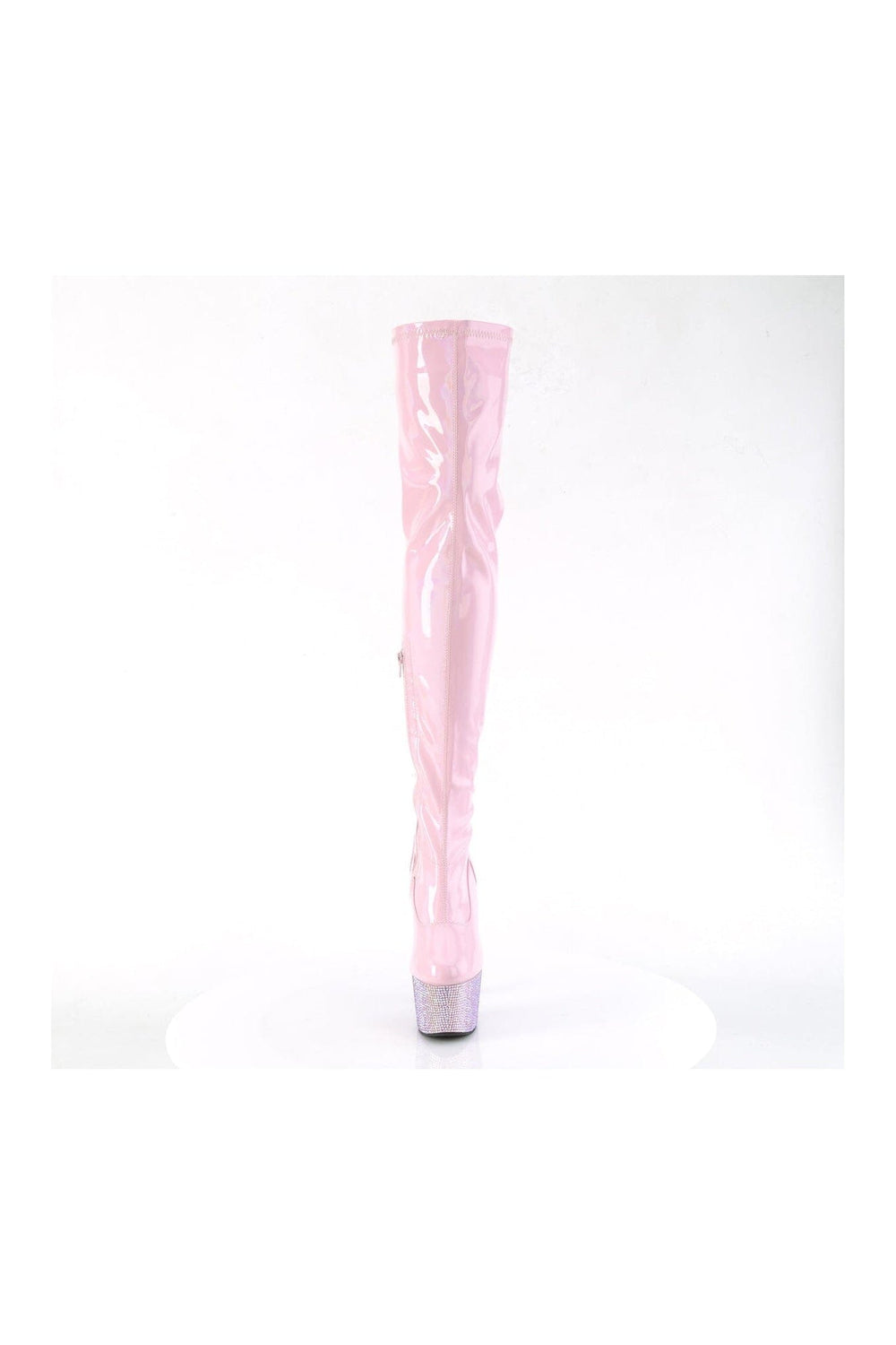 Pleaser BEJEWELED-3000-7 Pink Patent Thigh Boot in Pink Patent