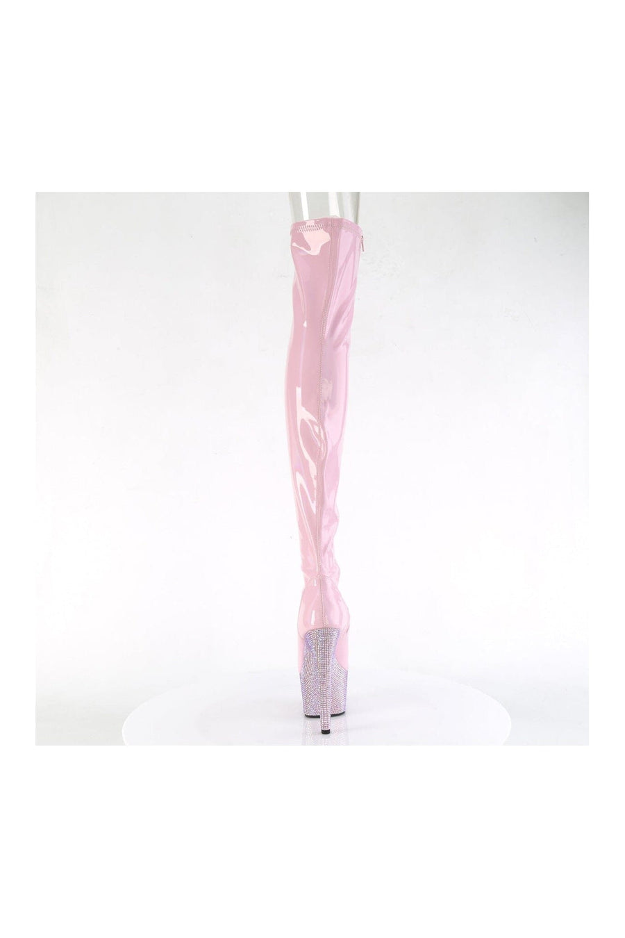 Pleaser BEJEWELED-3011-7 Pink Patent Thigh Boot in Pink Patent