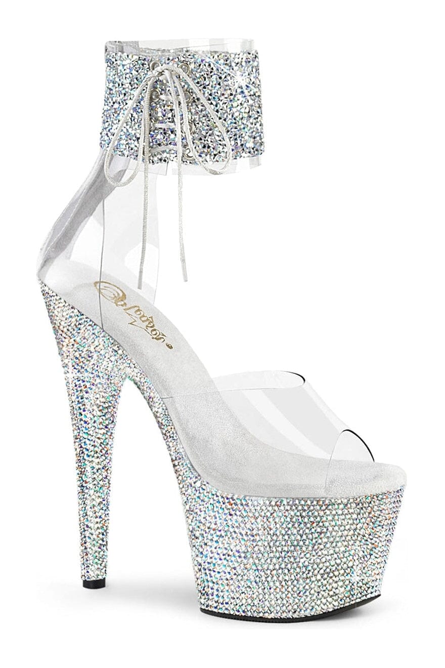 Pleaser BEJEWELED-724RS-02 Clear Vinyl Sandal in Clear Vinyl from SexyShoes.com