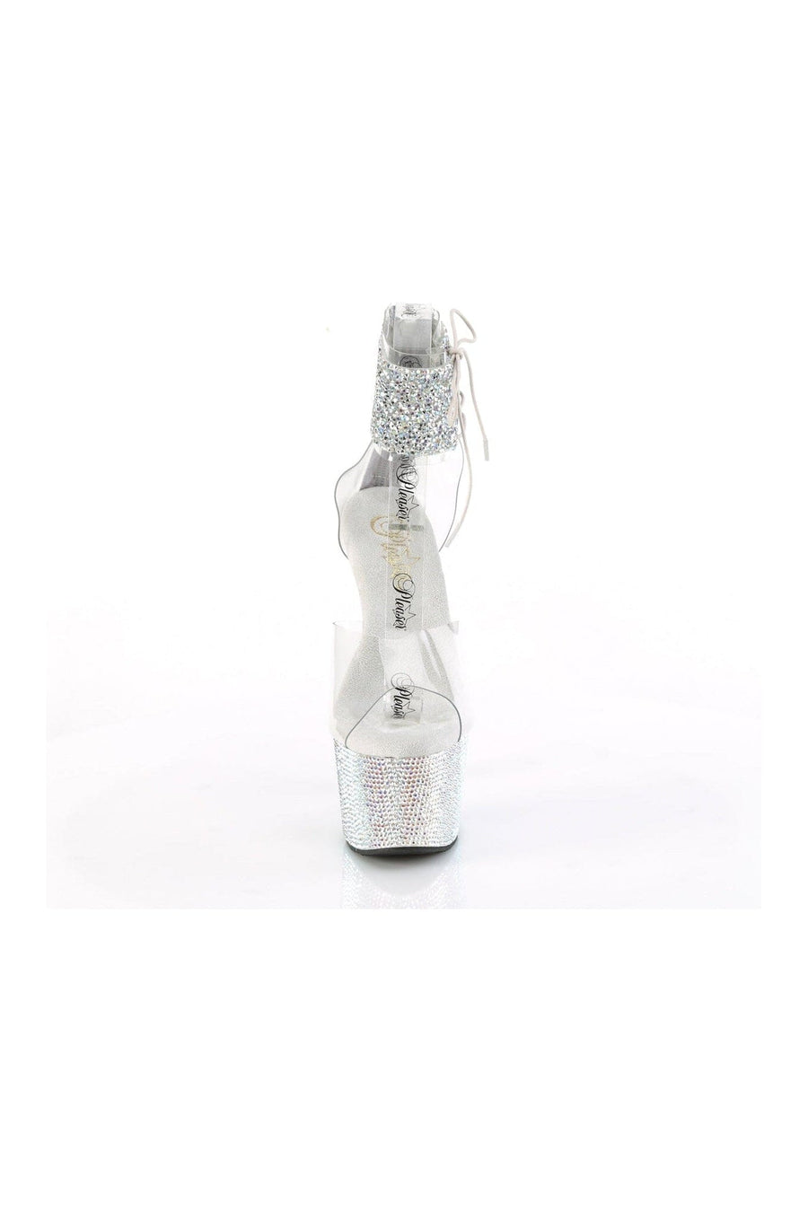 Pleaser BEJEWELED-724RS-02 Clear Vinyl Sandal in Clear Vinyl