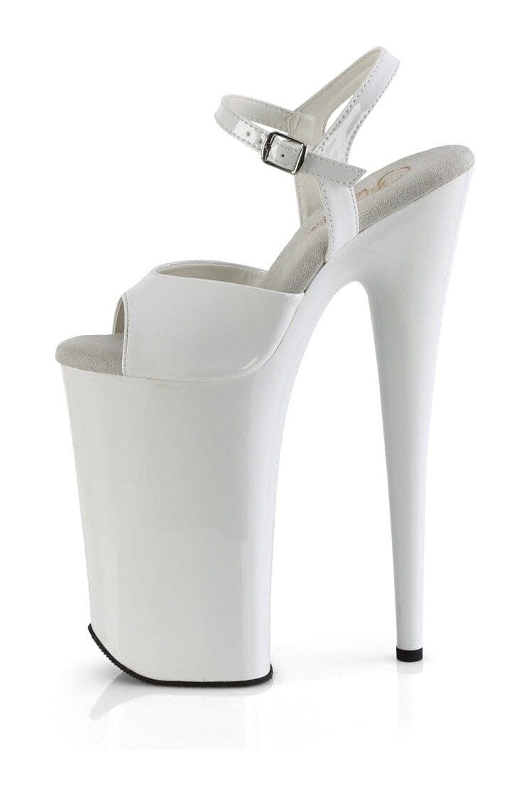 Pleaser BEYOND-009 White Patent Sandal in White Patent
