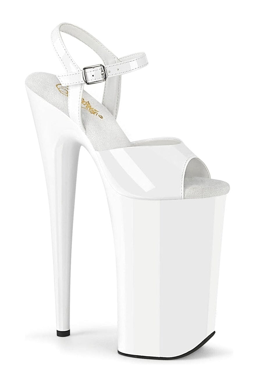 BEYOND-009 White Patent Sandal-Sandals-Pleaser-White-10-Patent-SEXYSHOES.COM