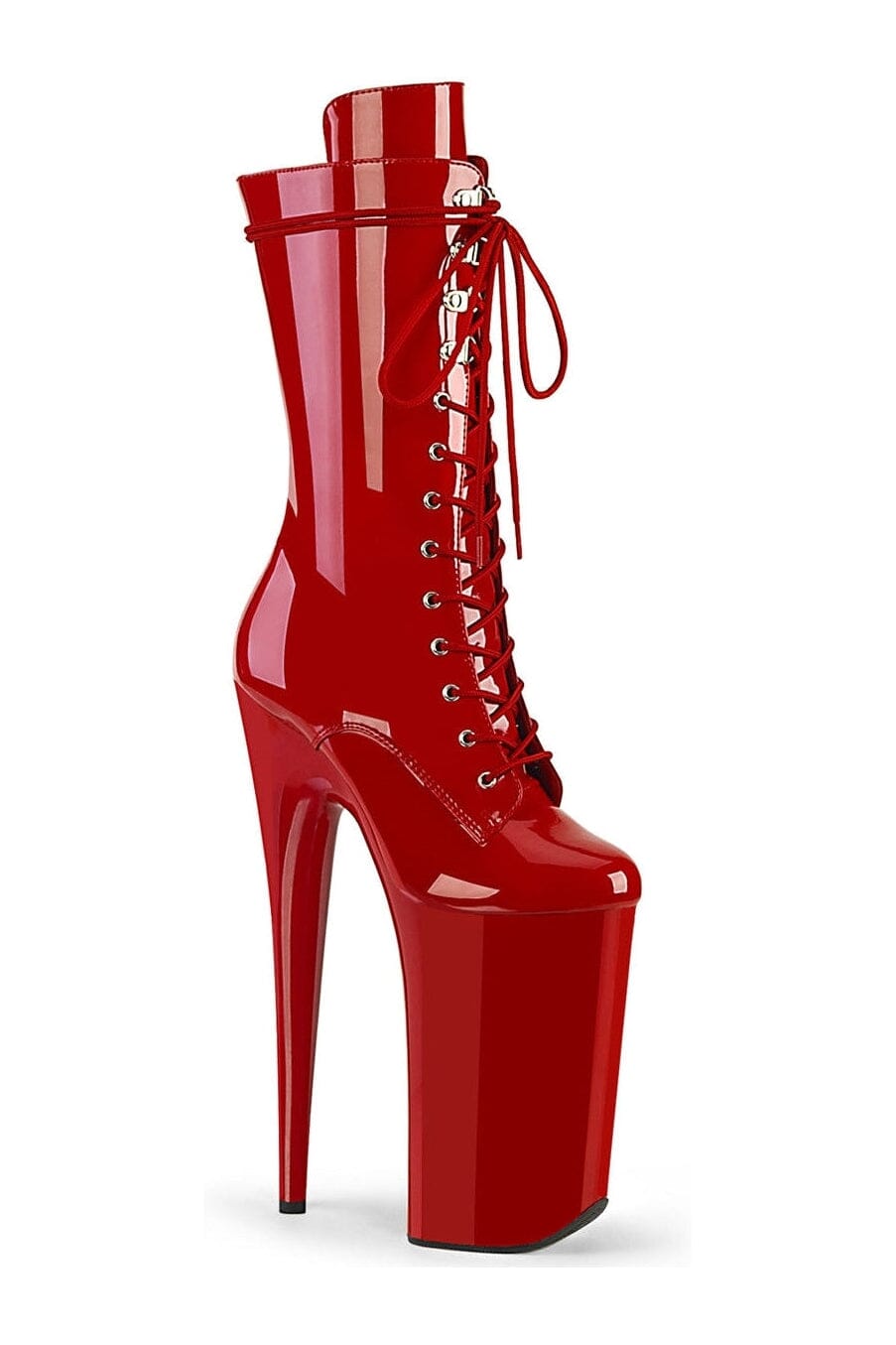 BEYOND-1050 Red Patent Knee Boot-Knee Boots- Stripper Shoes at SEXYSHOES.COM