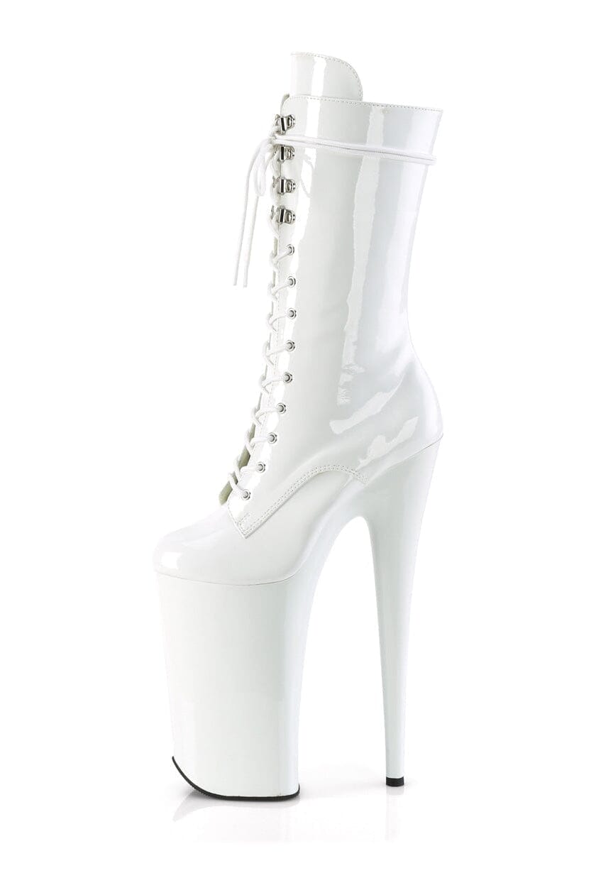 Pleaser BEYOND-1050 White Patent Knee Boot in White Patent