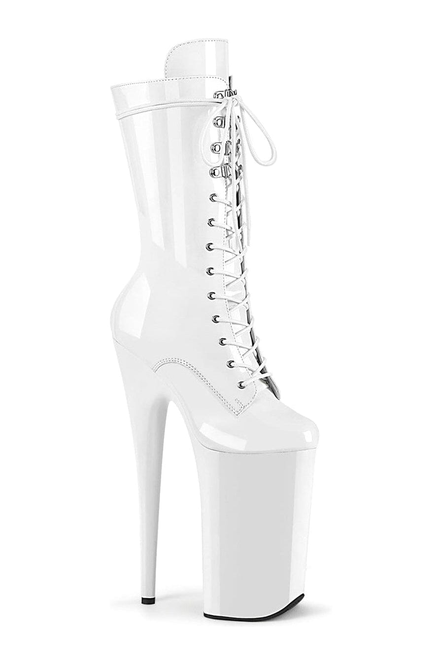 BEYOND-1050 White Patent Knee Boot-Knee Boots-Pleaser-White-10-Patent-SEXYSHOES.COM