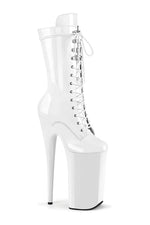 BEYOND-1050 White Patent Knee Boot