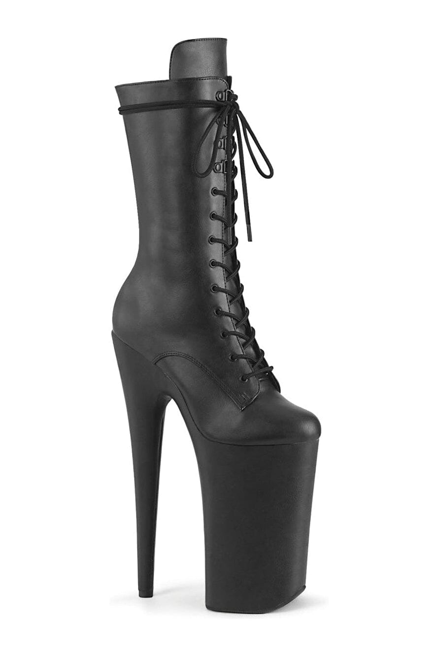 Pleaser BEYOND-1050WR Black Faux Leather Knee Boot in Black Faux Leather from SexyShoes.com