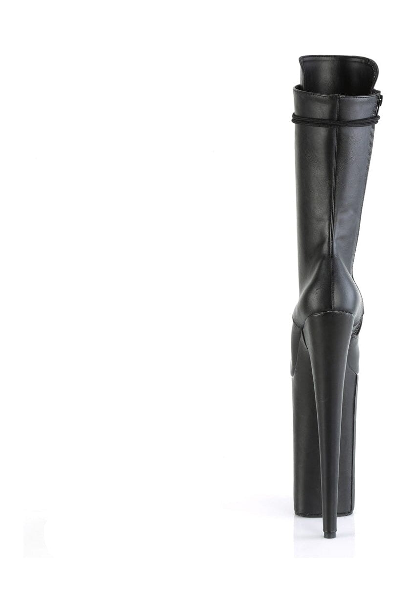 Pleaser BEYOND-1050WR Black Faux Leather Knee Boot in Black Faux Leather