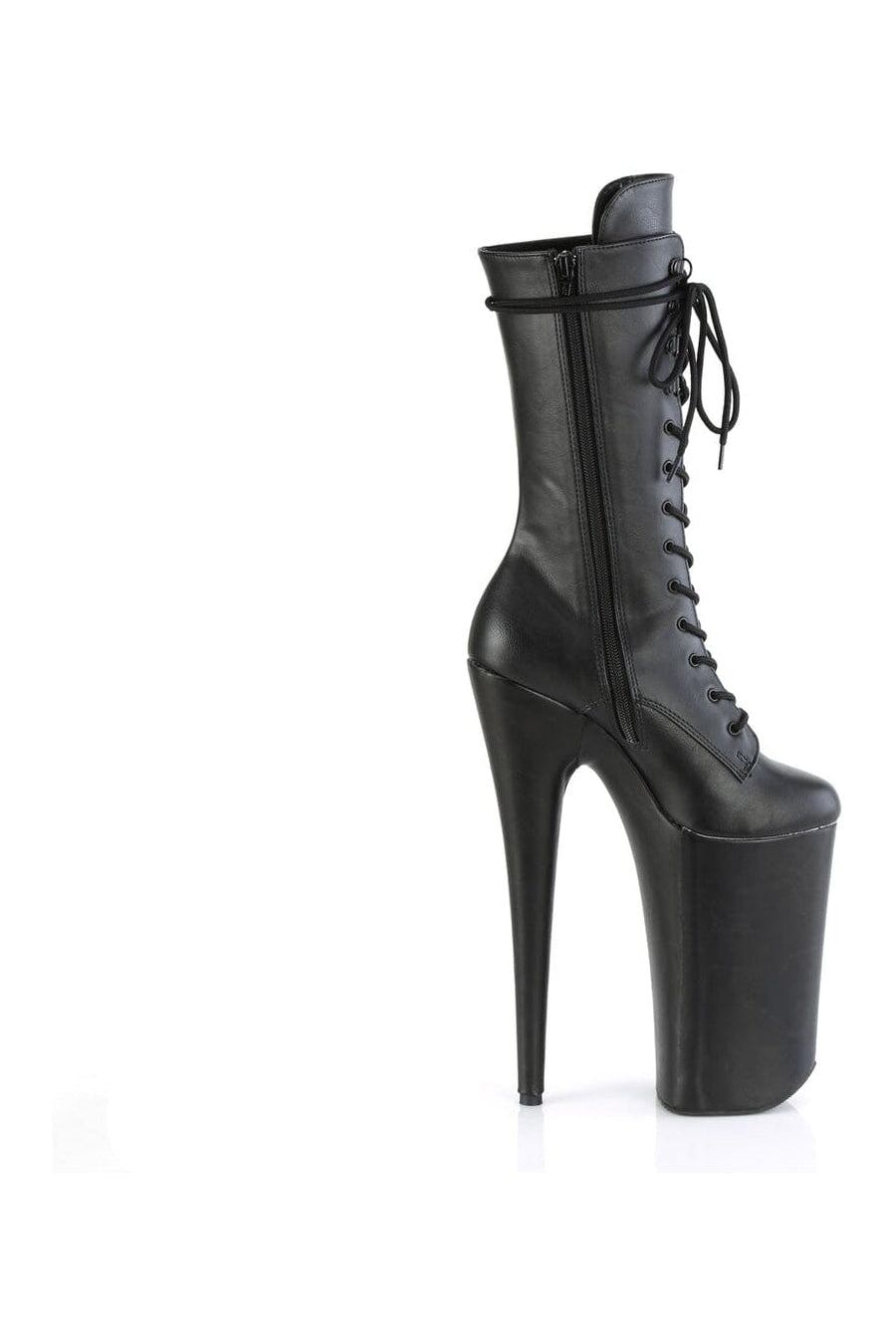 Pleaser BEYOND-1050WR Black Faux Leather Knee Boot in Black Faux Leather