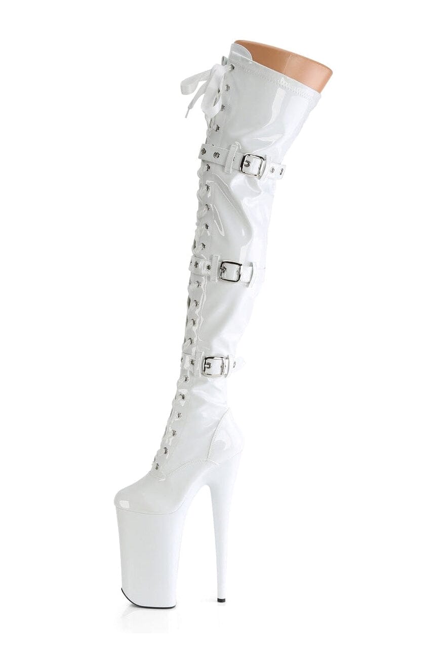 BEYOND-3028 White Patent Thigh Boot-Thigh Boots- Stripper Shoes at SEXYSHOES.COM