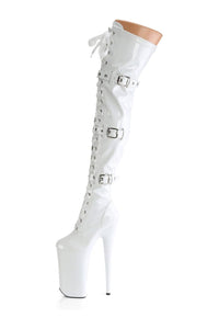 Pleaser BEYOND-3028 White Patent Thigh Boot in White Patent