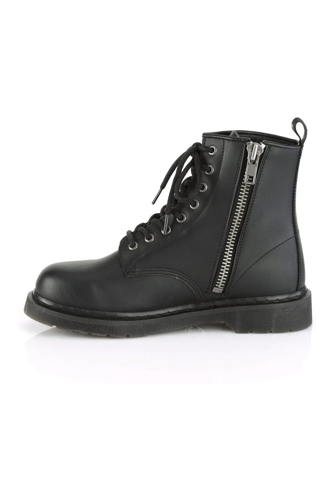 Demonia BOLT-100 Black Vegan Leather Knee Boot in Black Vegan Leather