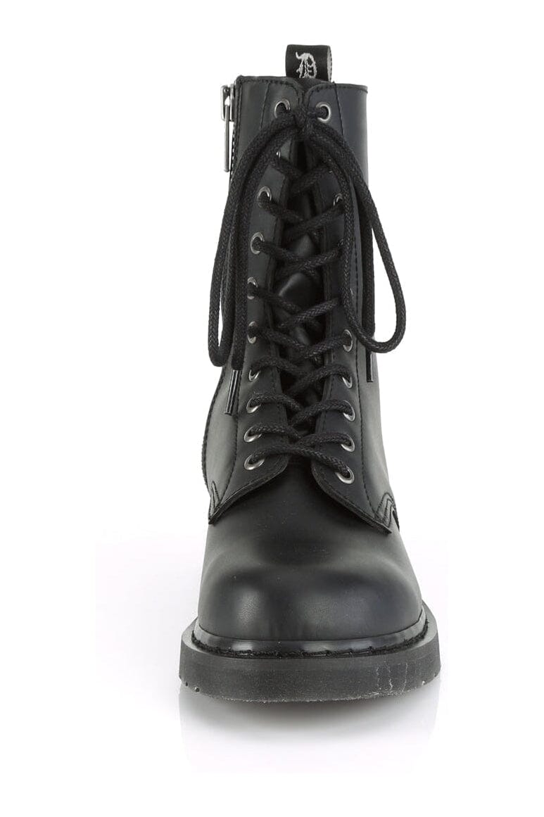 BOLT-200 Black Vegan Leather Knee Boot-Knee Boots-Demonia-SEXYSHOES.COM