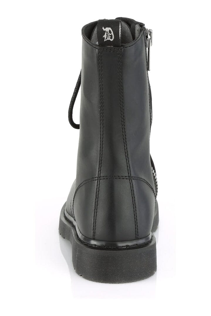 Demonia BOLT-200 Black Vegan Leather Knee Boot in Black Vegan Leather