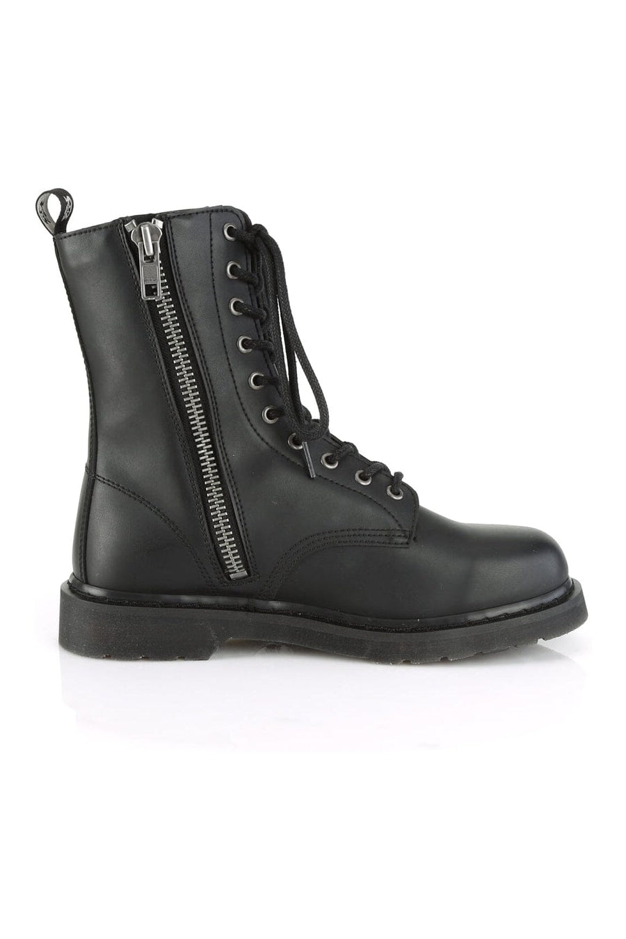 Demonia BOLT-200 Black Vegan Leather Knee Boot in Black Vegan Leather