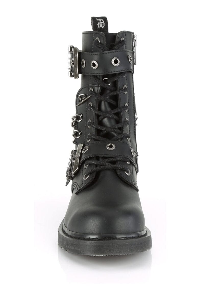 Demonia BOLT-250 Black Vegan Leather Knee Boot in Black Vegan Leather