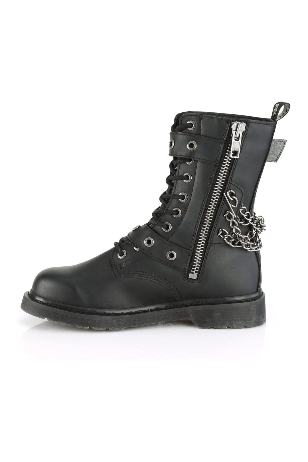 Demonia BOLT-250 Black Vegan Leather Knee Boot in Black Vegan Leather