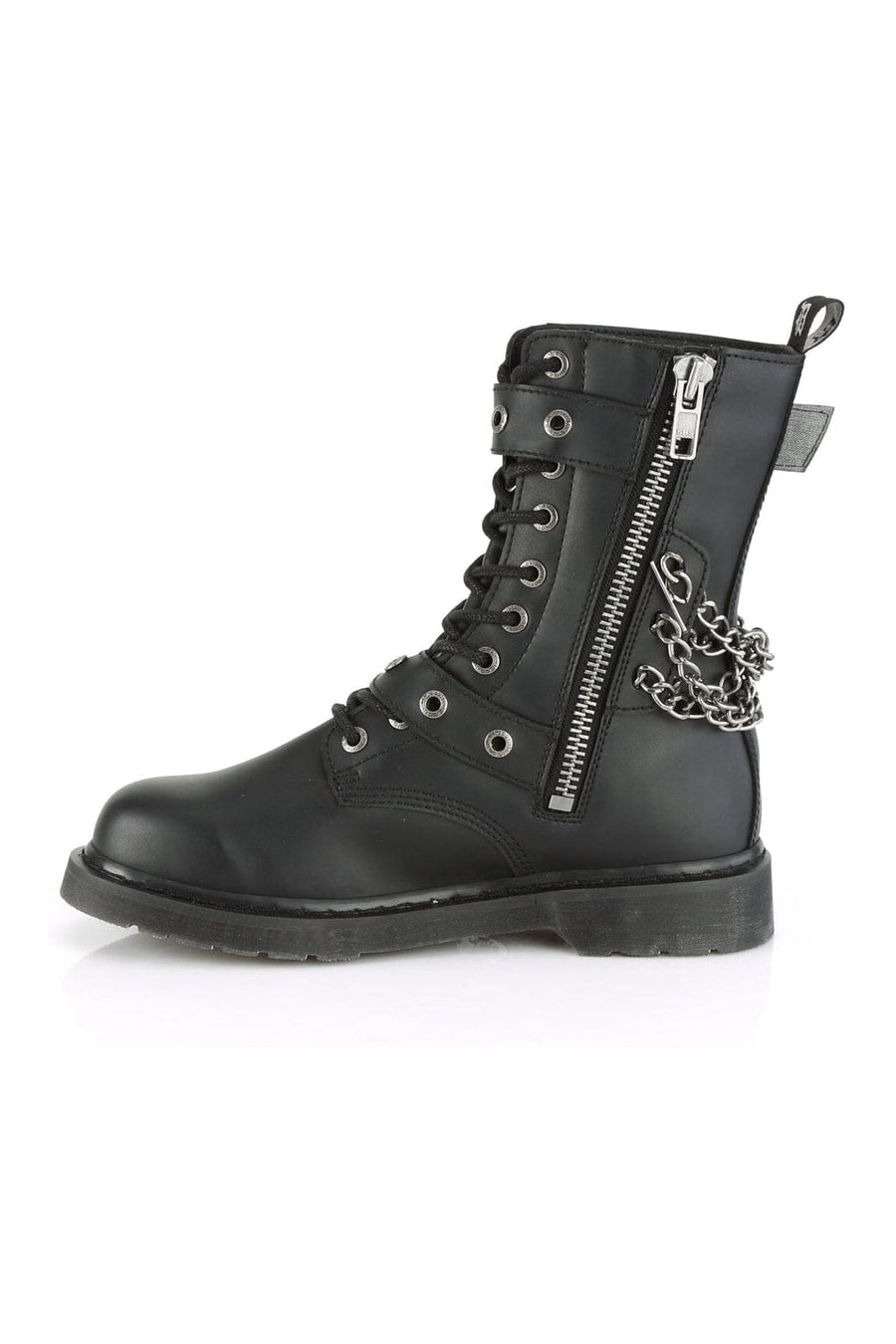 Demonia BOLT-250 Black Vegan Leather Knee Boot in Black Vegan Leather