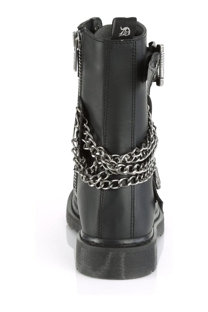 Demonia BOLT-250 Black Vegan Leather Knee Boot in Black Vegan Leather