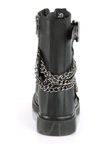 Demonia BOLT-250 Black Vegan Leather Knee Boot in Black Vegan Leather