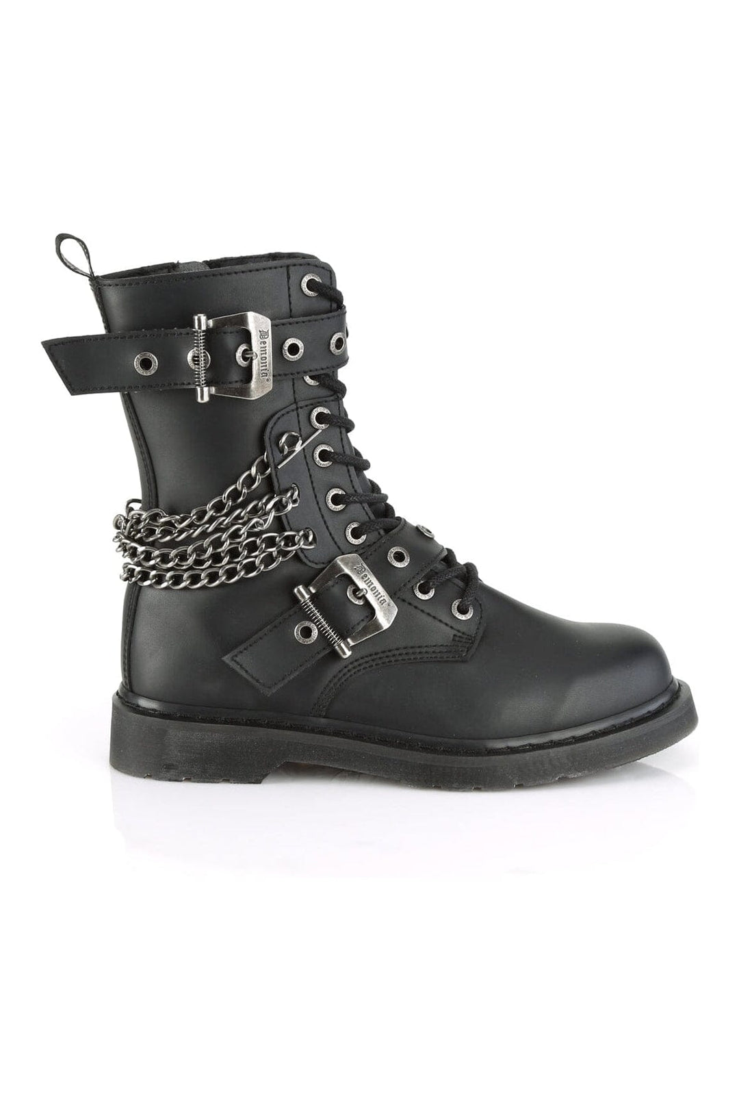 Demonia BOLT-250 Black Vegan Leather Knee Boot in Black Vegan Leather