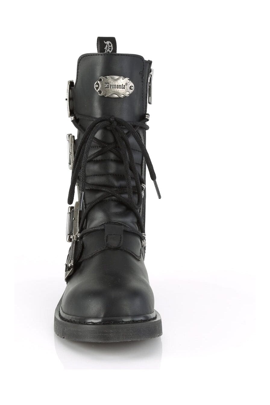Demonia BOLT-265 Black Vegan Leather Knee Boot in Black Vegan Leather