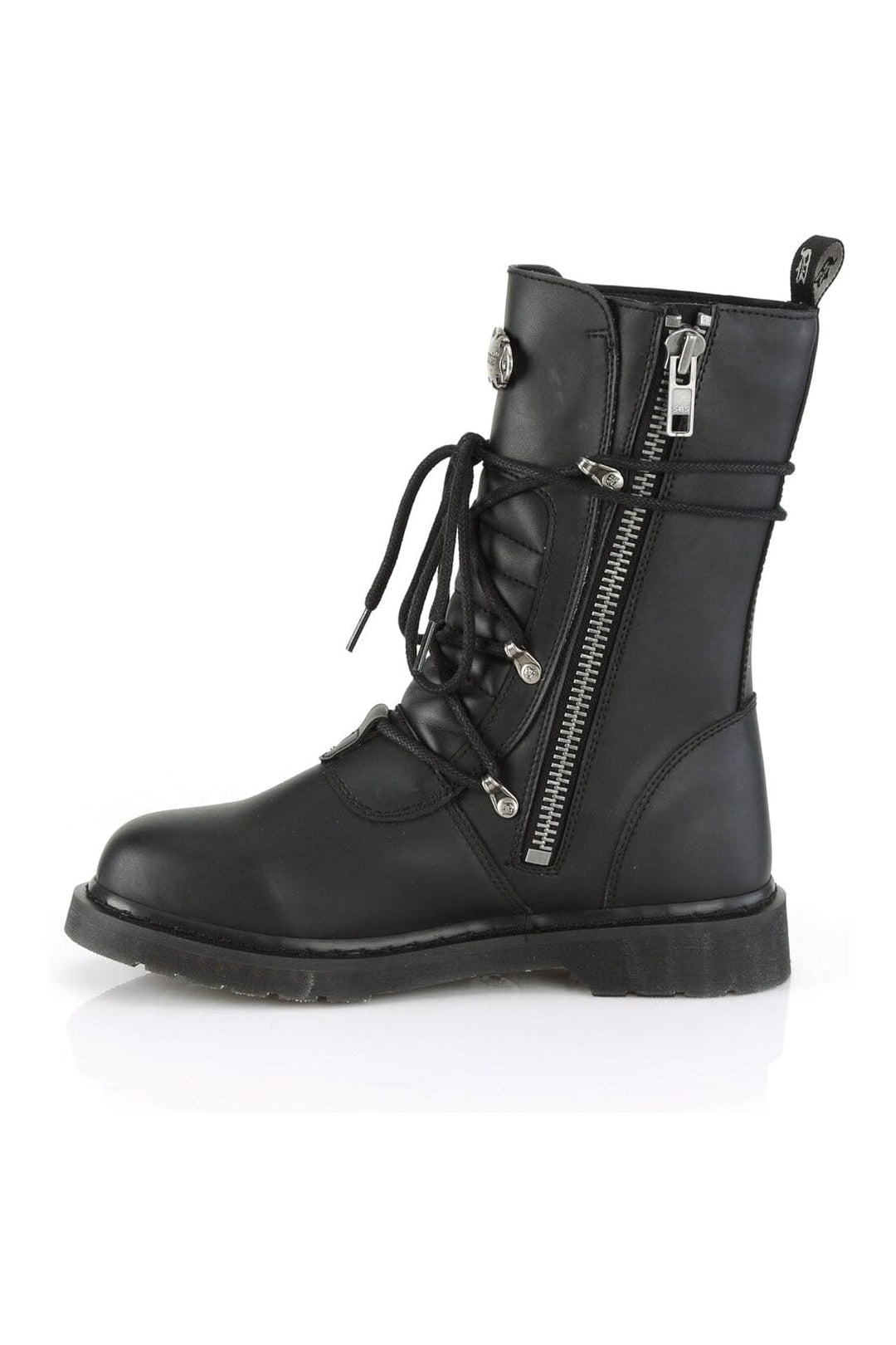 Demonia BOLT-265 Black Vegan Leather Knee Boot in Black Vegan Leather