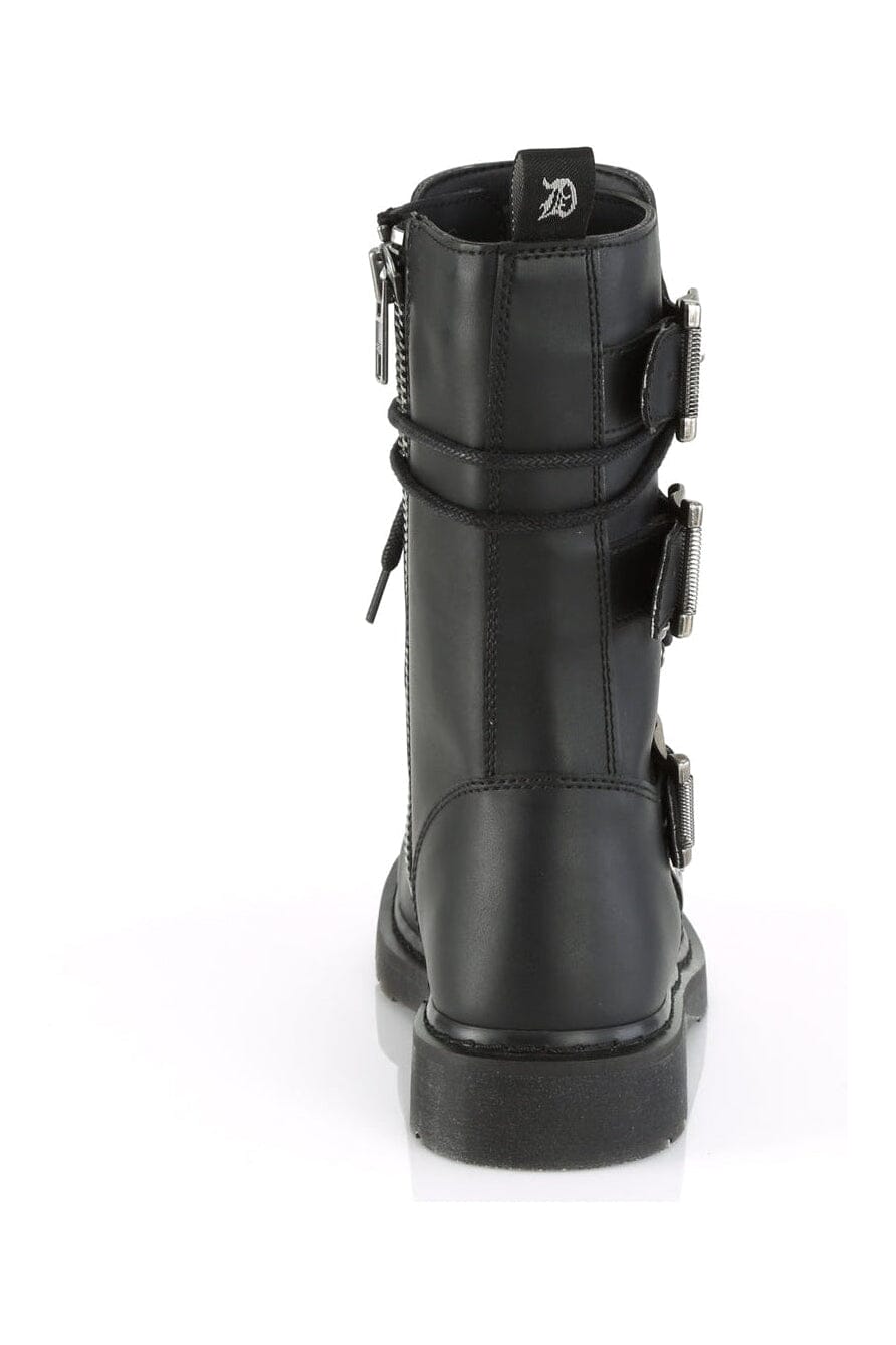 Demonia BOLT-265 Black Vegan Leather Knee Boot in Black Vegan Leather