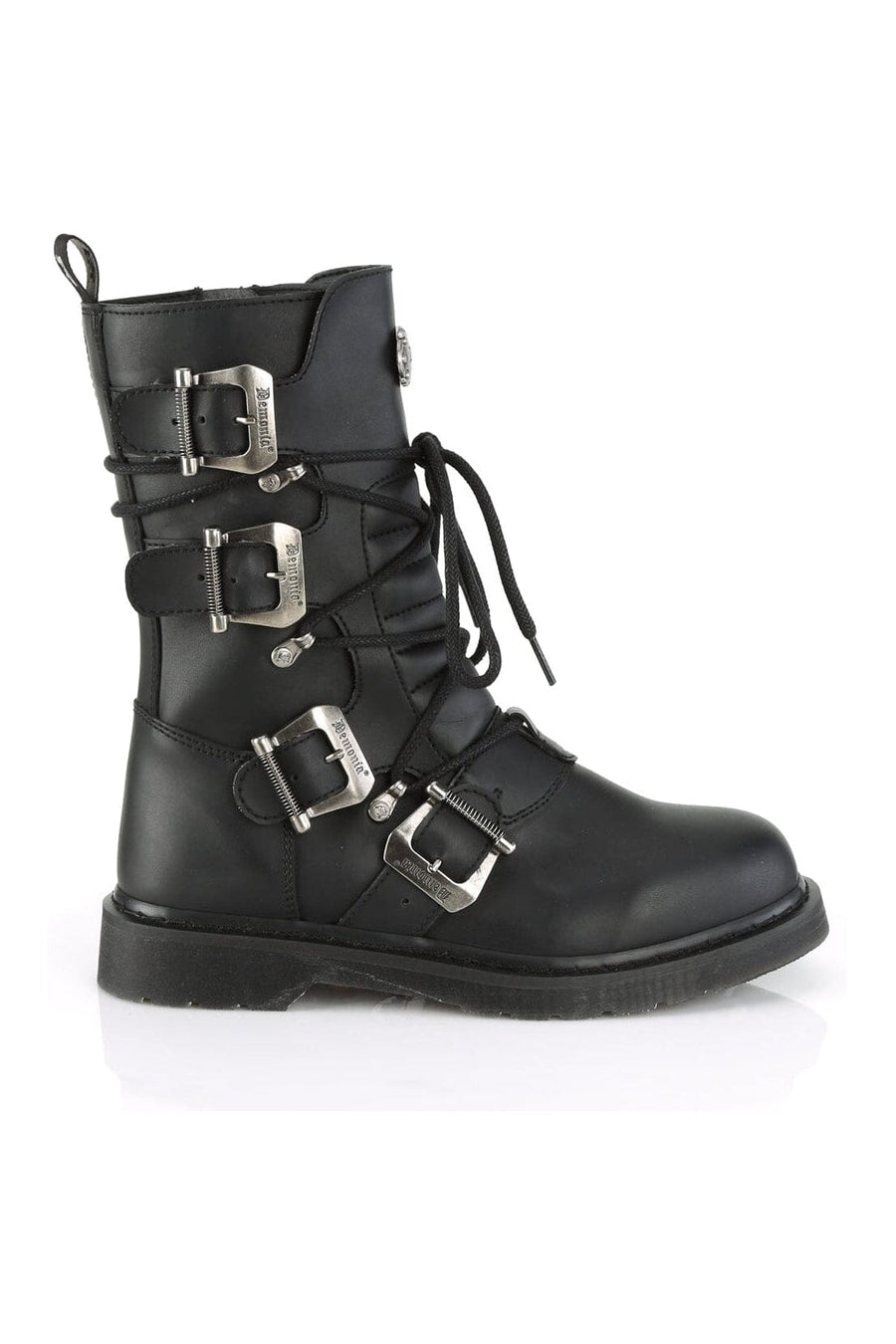 Demonia BOLT-265 Black Vegan Leather Knee Boot in Black Vegan Leather