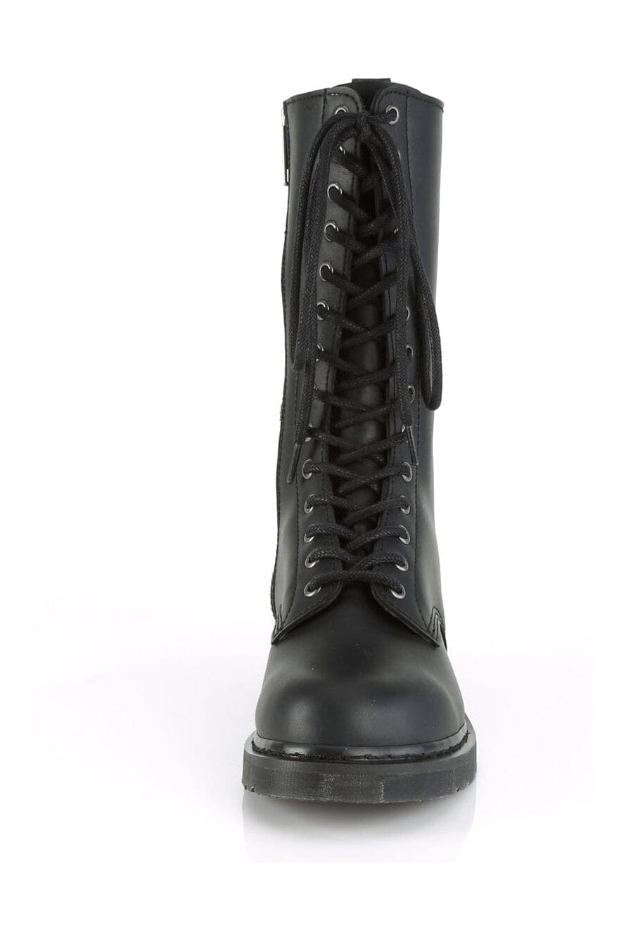 Demonia BOLT-300 Black Vegan Leather Knee Boot in Black Vegan Leather