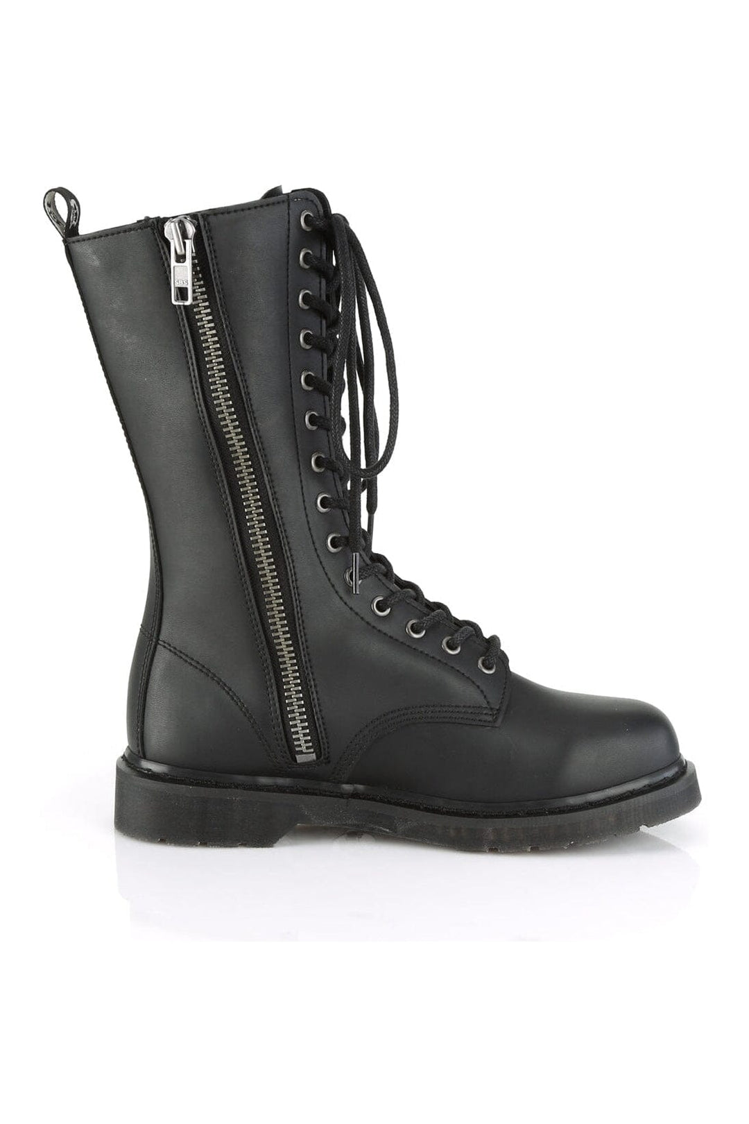 Demonia BOLT-300 Black Vegan Leather Knee Boot in Black Vegan Leather