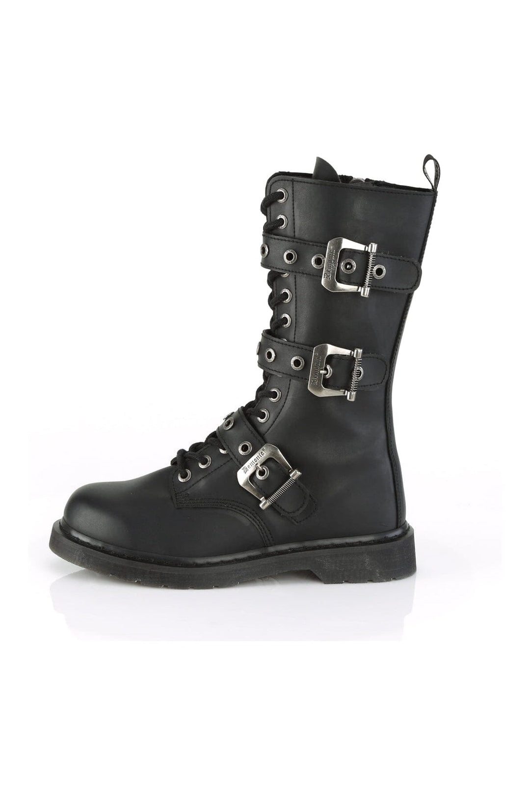 Demonia BOLT-330 Black Vegan Leather Knee Boot in Black Vegan Leather