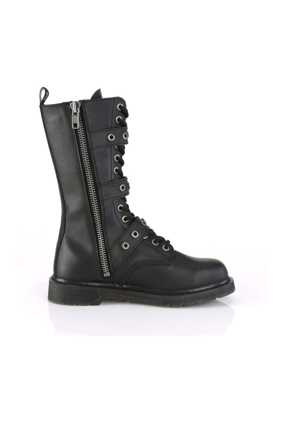 Demonia BOLT-330 Black Vegan Leather Knee Boot in Black Vegan Leather